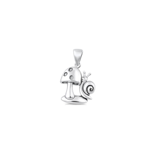 Silver Pendant - Mushroom & Snail