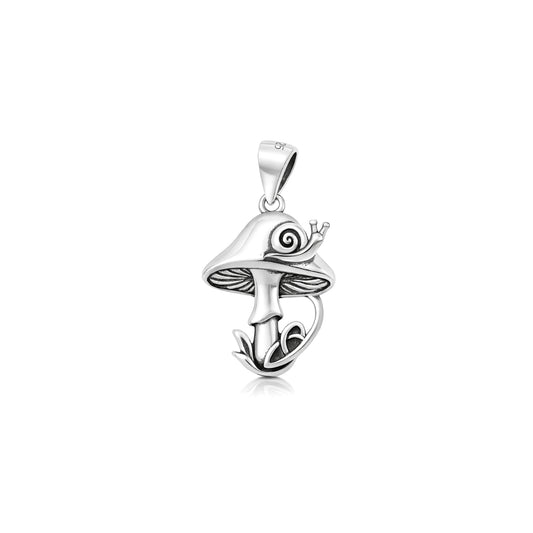 Silver Pendant - Mushroom & Snail