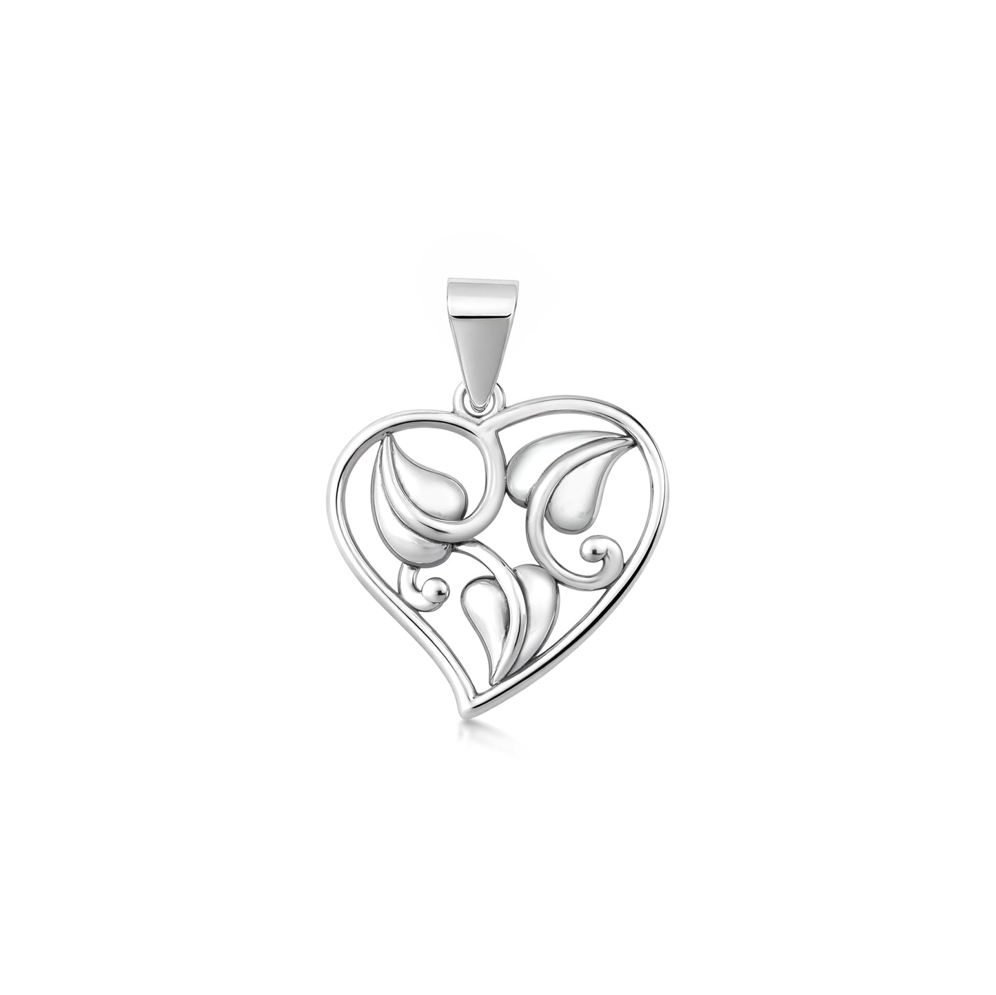 Silver Pendant - Vines & Heart