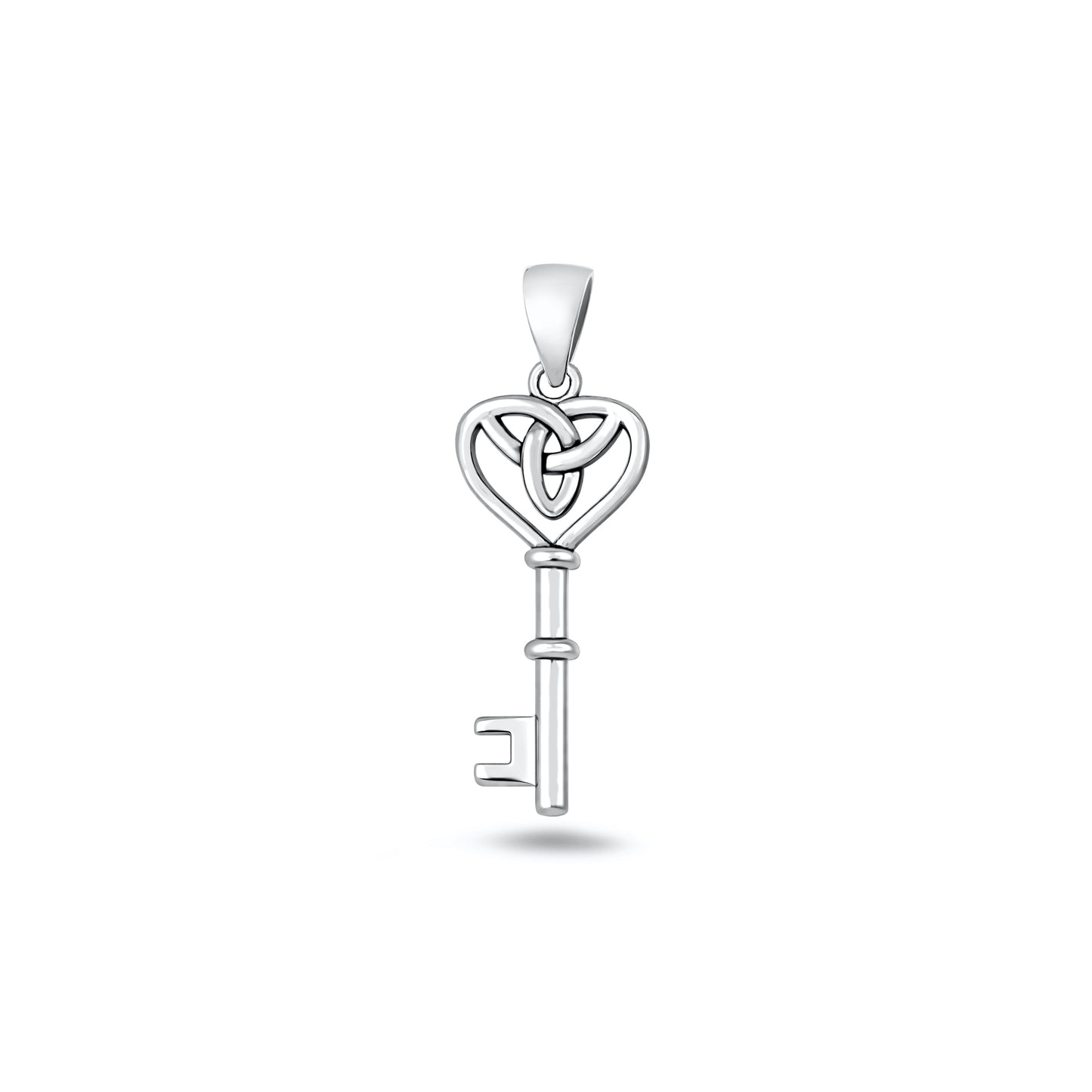 Silver Pendant - Celtic Knot Heart Key