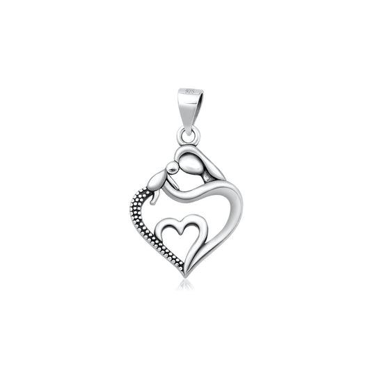 Silver Pendant - Mother Child Heart
