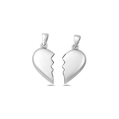Silver Pendant - Broken Heart Pendant Set