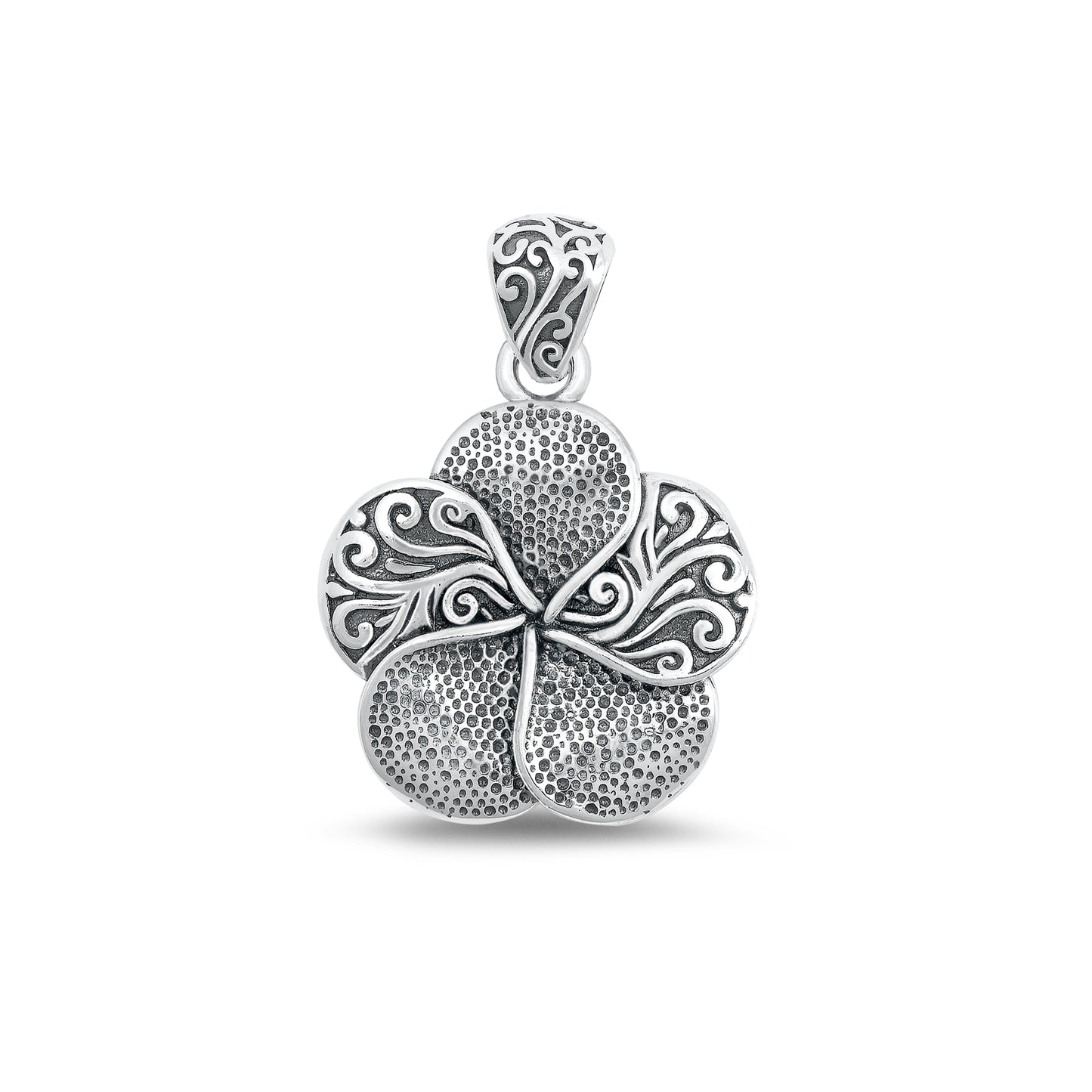 Silver Pendant - Plumeria Flowers