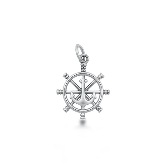 Silver Pendant - Helm & Anchor