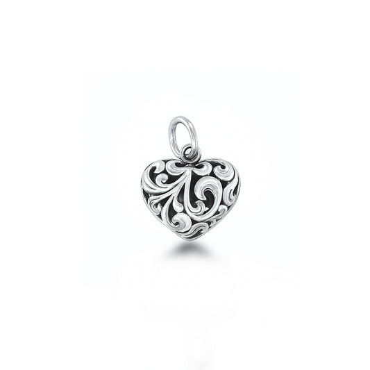 Silver Pendant - Hearts & Vines