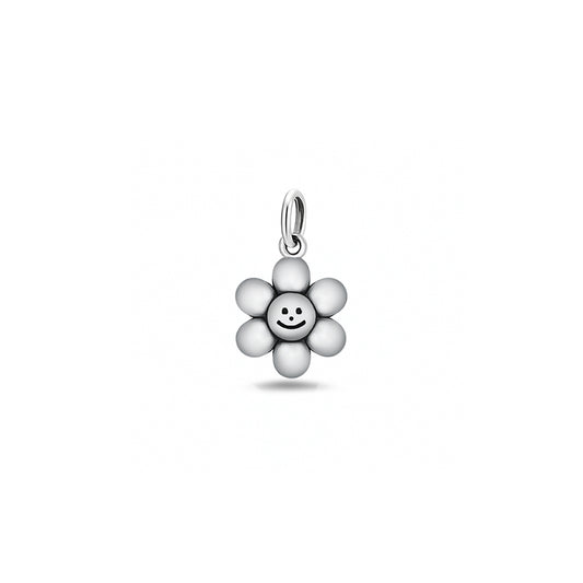 Silver Pendant - Happy Face Flower
