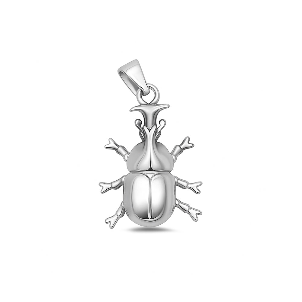 Silver Pendant - Rhinoceros Beetle