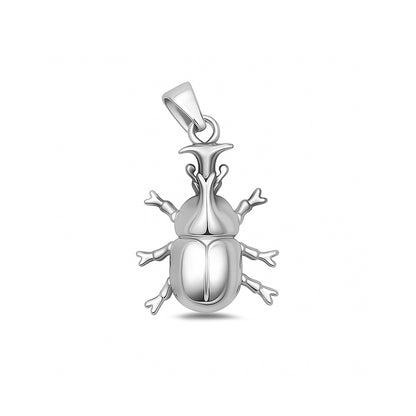 Silver Pendant - Rhinoceros Beetle