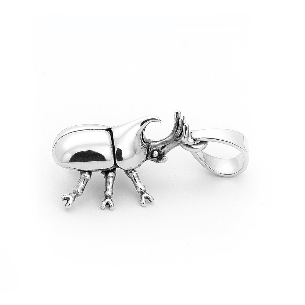 Silver Pendant - Rhinoceros Beetle