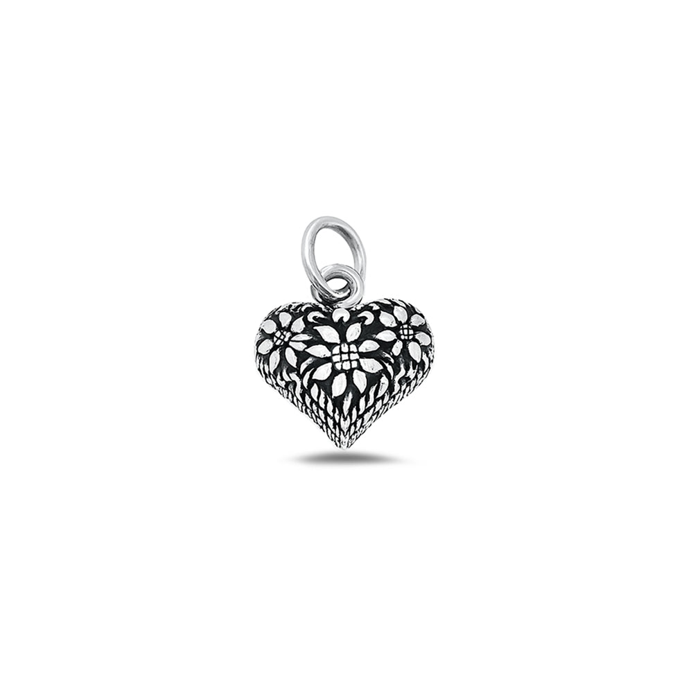 Silver Pendant - Hearts & Flowers