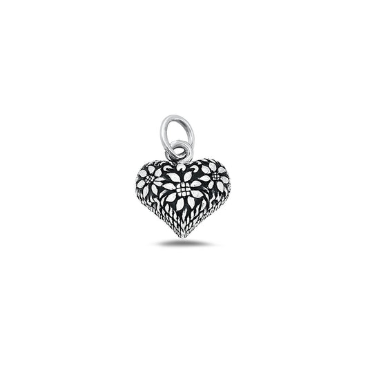 Silver Pendant - Hearts & Flowers