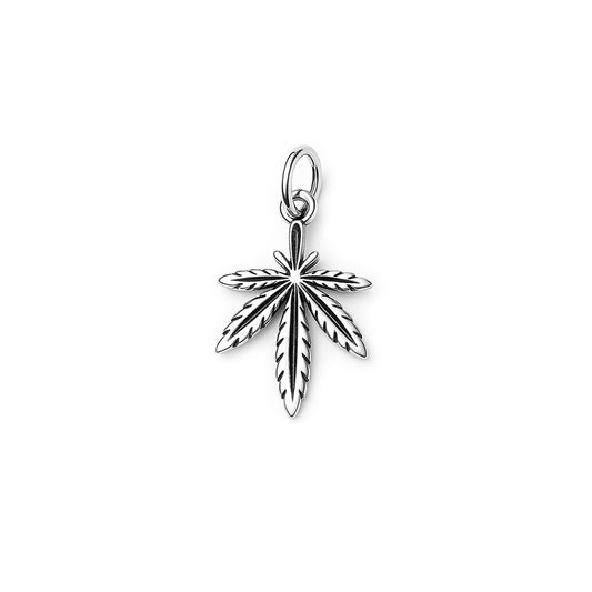 Silver Pendant - Marijuana