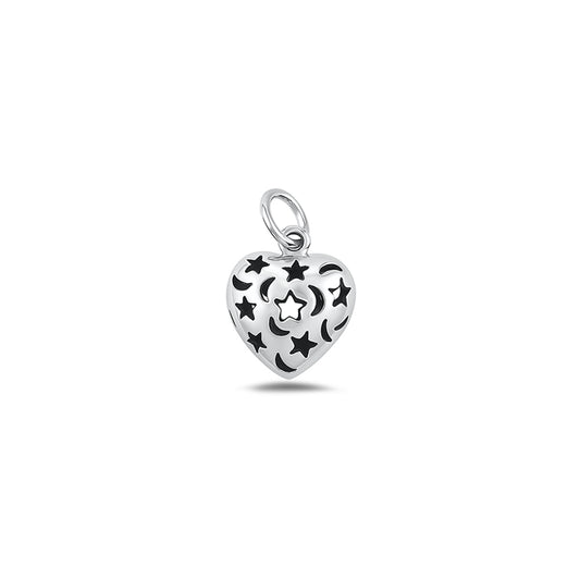 Silver Pendant - Heart, Moon, Star