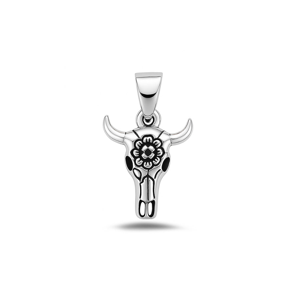 Silver Pendant - Bull Skull
