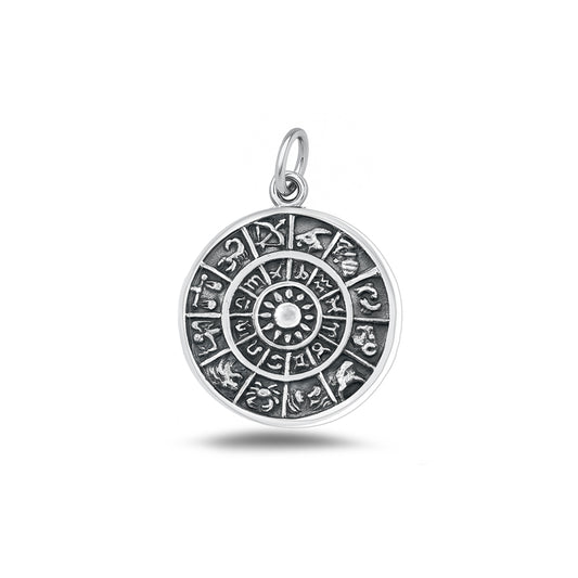 Silver Pendant - Zodiac Chart