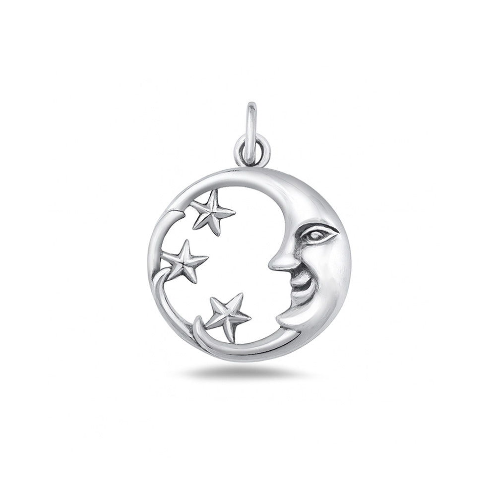 Silver Pendant - Moon & Stars