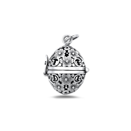 Silver Pendant - Floral Prayer Box