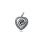Silver Pendant -  Heart & Flower