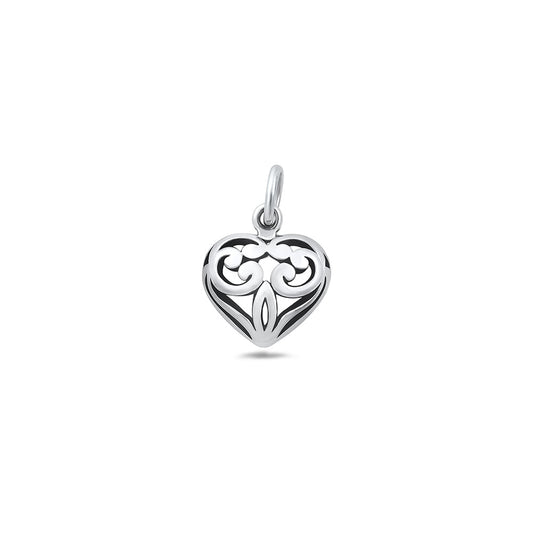 Silver Pendant - Filigree Heart