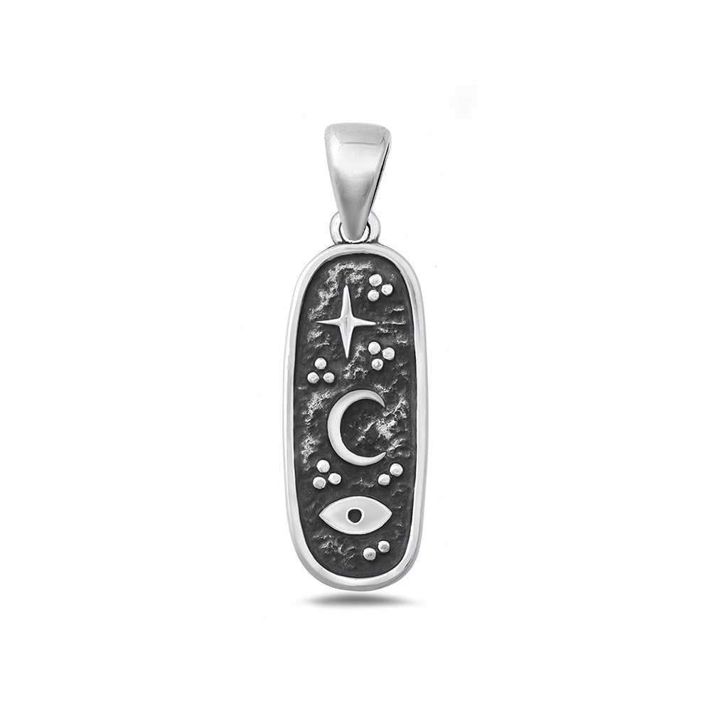 Silver Pendant - Moon, Star & Eye