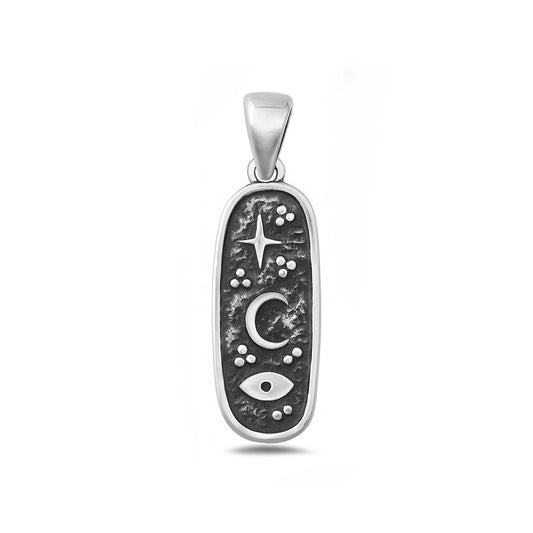 Silver Pendant - Moon, Star & Eye