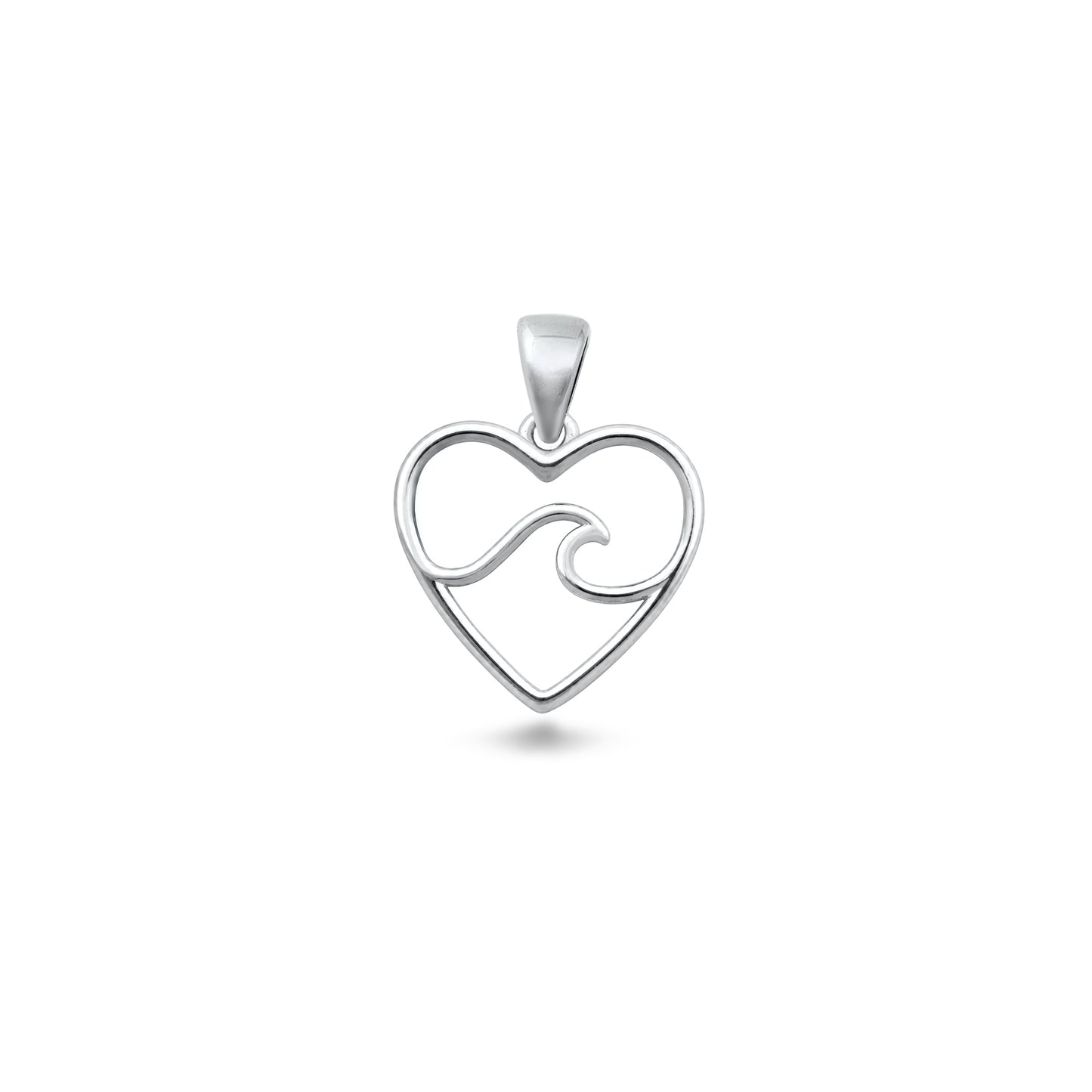 Silver Pendant - Heart & Wave