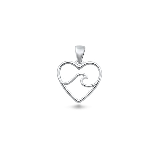 Silver Pendant - Heart & Wave
