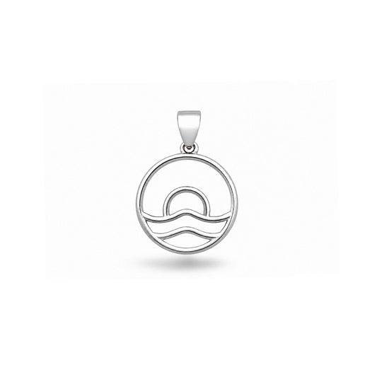 Silver Pendant - Ocean & Sunset