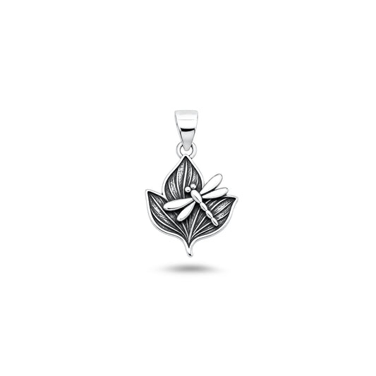 Silver Pendant - Dragonfly Leaf