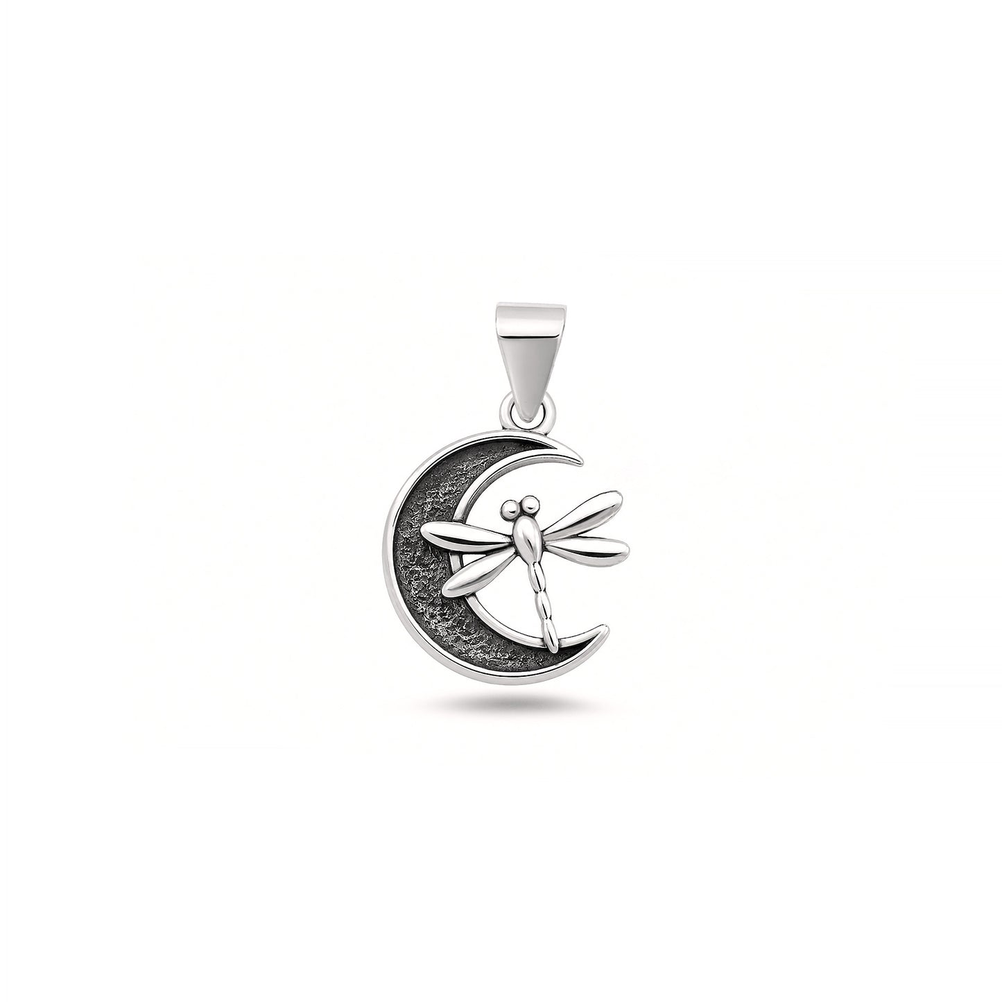 Silver Pendant - Dragonfly Moon
