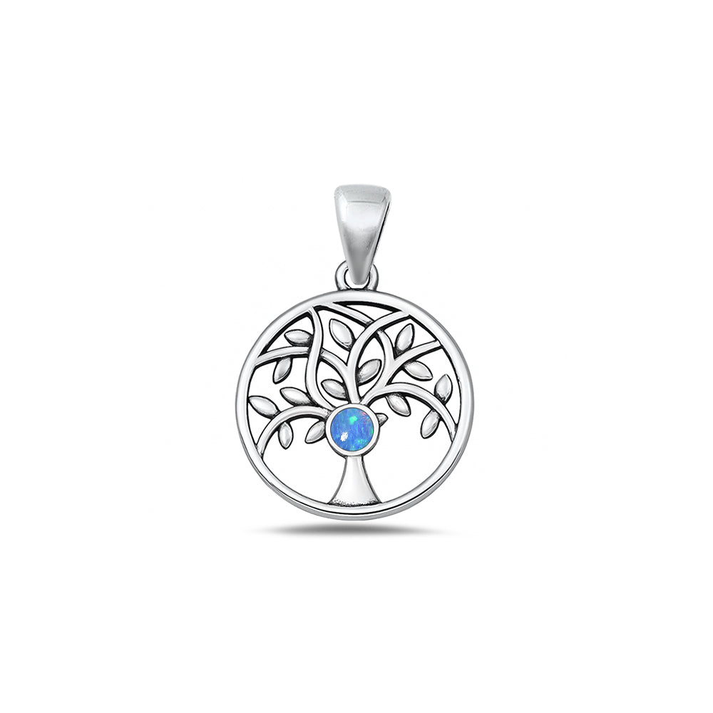 Silver Lab Opal Pendant - Tree of Life