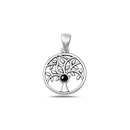 Silver Stone Pendant - Tree of Life