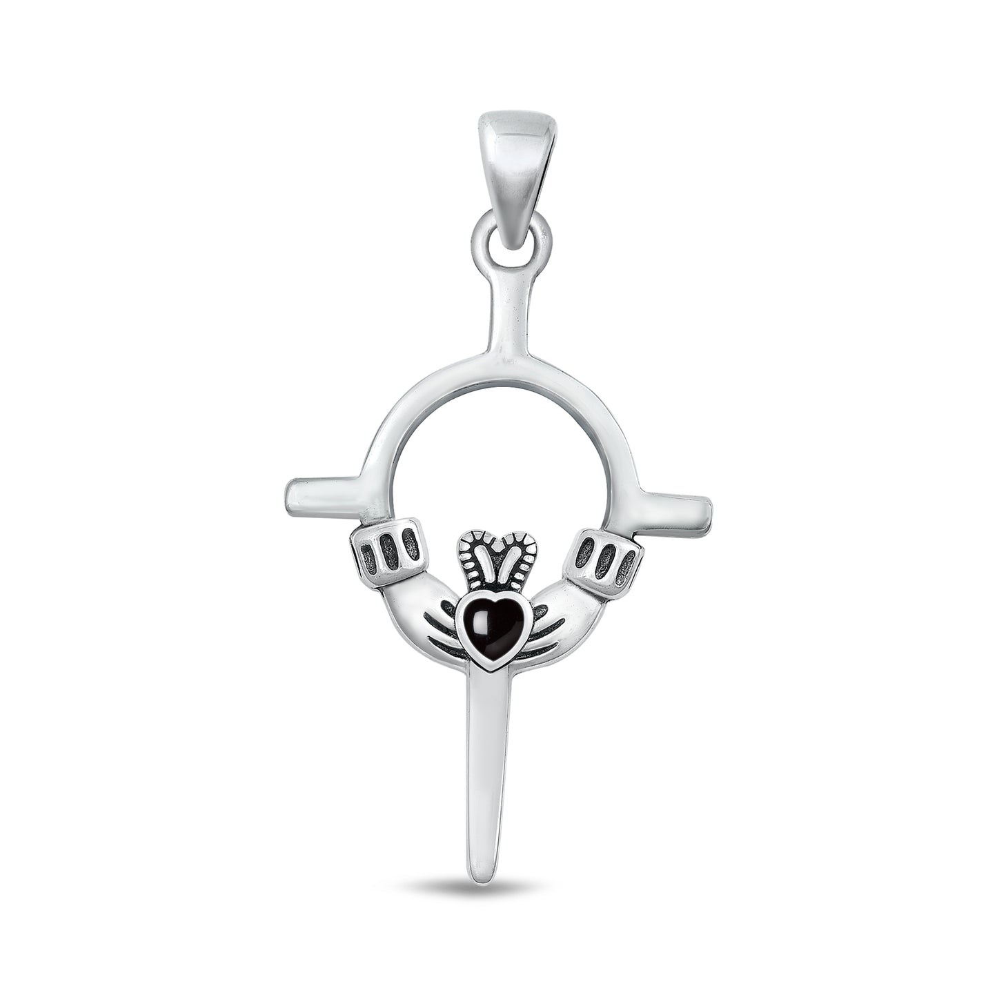 Silver Stone Pendant - Claddagh