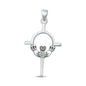 Silver Lab Opal Pendant - Claddagh