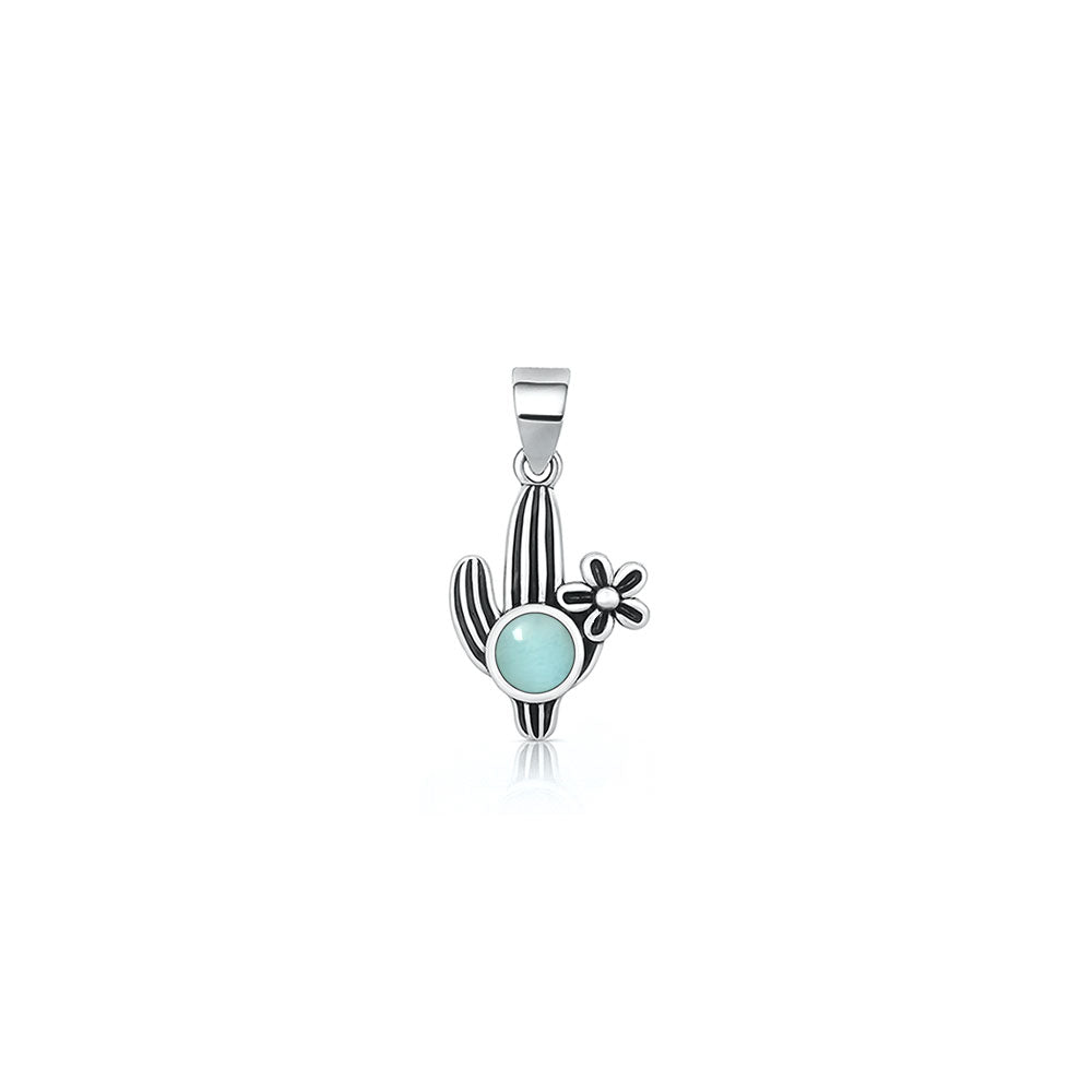 Silver Stone Pendant - Cactus