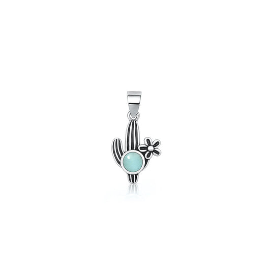 Silver Stone Pendant - Cactus