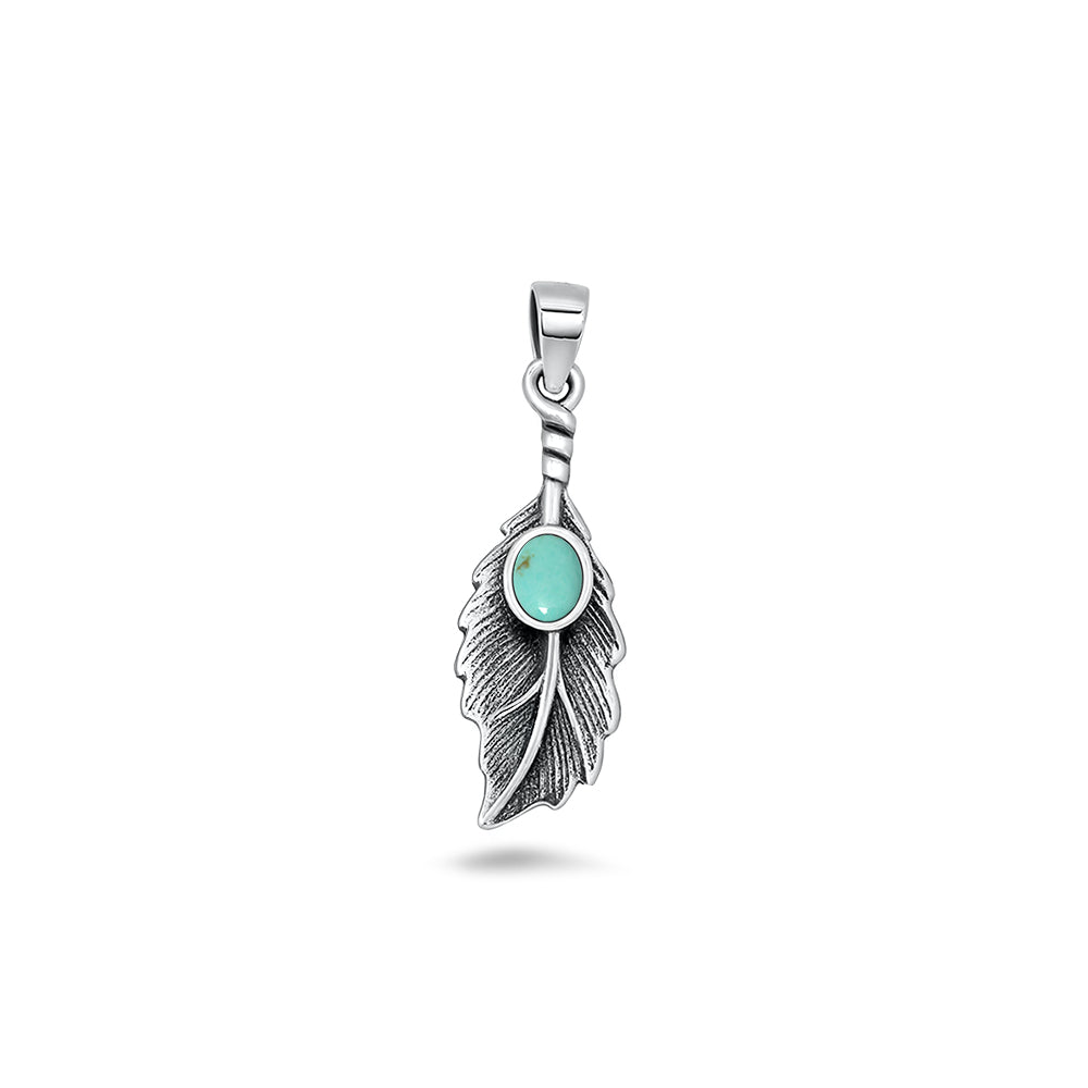 Silver Stone Pendant - Leaf