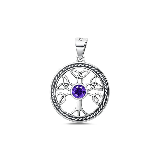 Silver CZ Pendant - Celtic Tree of Life