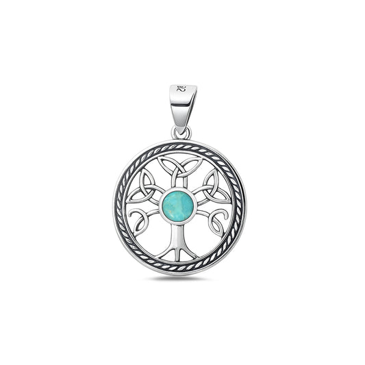 Silver Stone Pendant - Celtic Tree