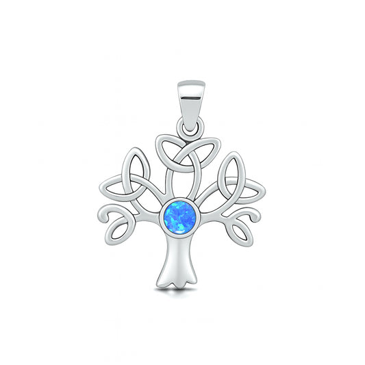 Silver Lab Opal Pendant - Celtic Tree