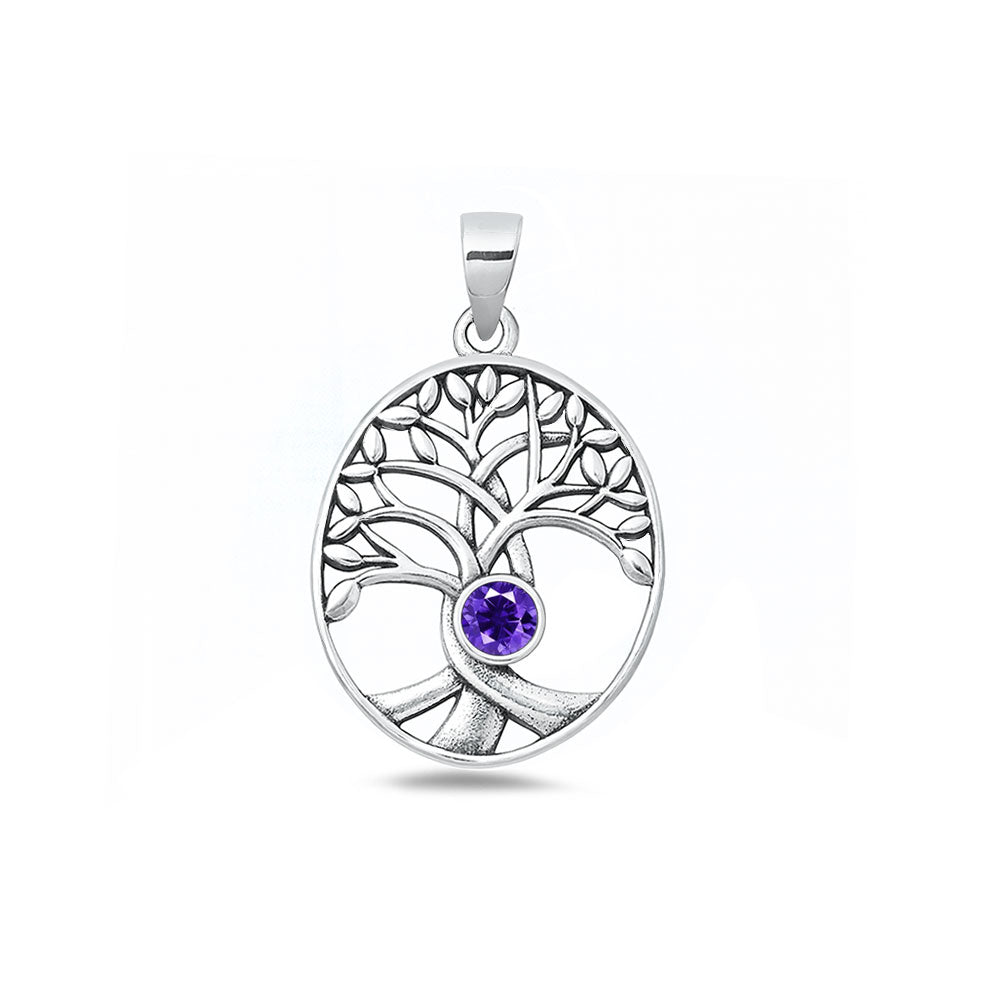 Silver CZ Pendant - Tree of Life