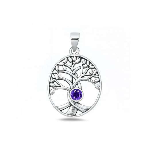 Silver CZ Pendant - Tree of Life