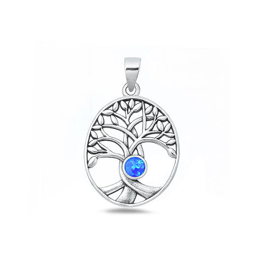 Silver Lab Opal Pendant - Tree of Life
