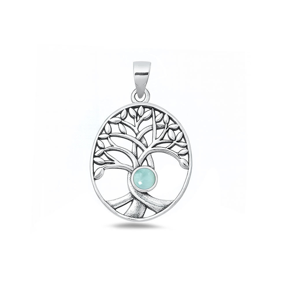 Silver Stone Pendant - Tree of Life