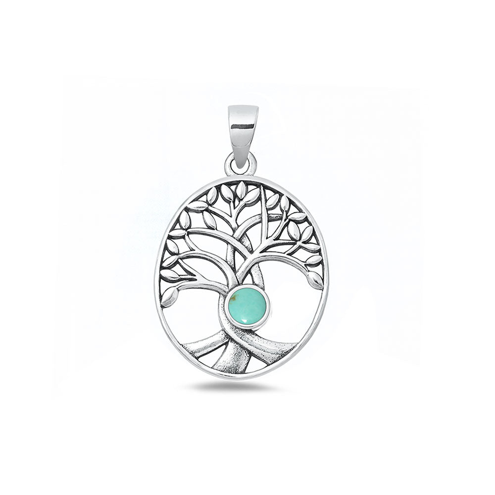 Silver Stone Pendant - Tree of Life