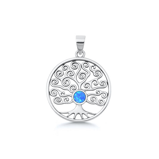Silver Lab Opal Pendant - Tree of Life