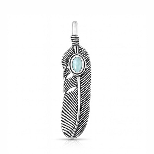 Silver Stone Pendant - Feather