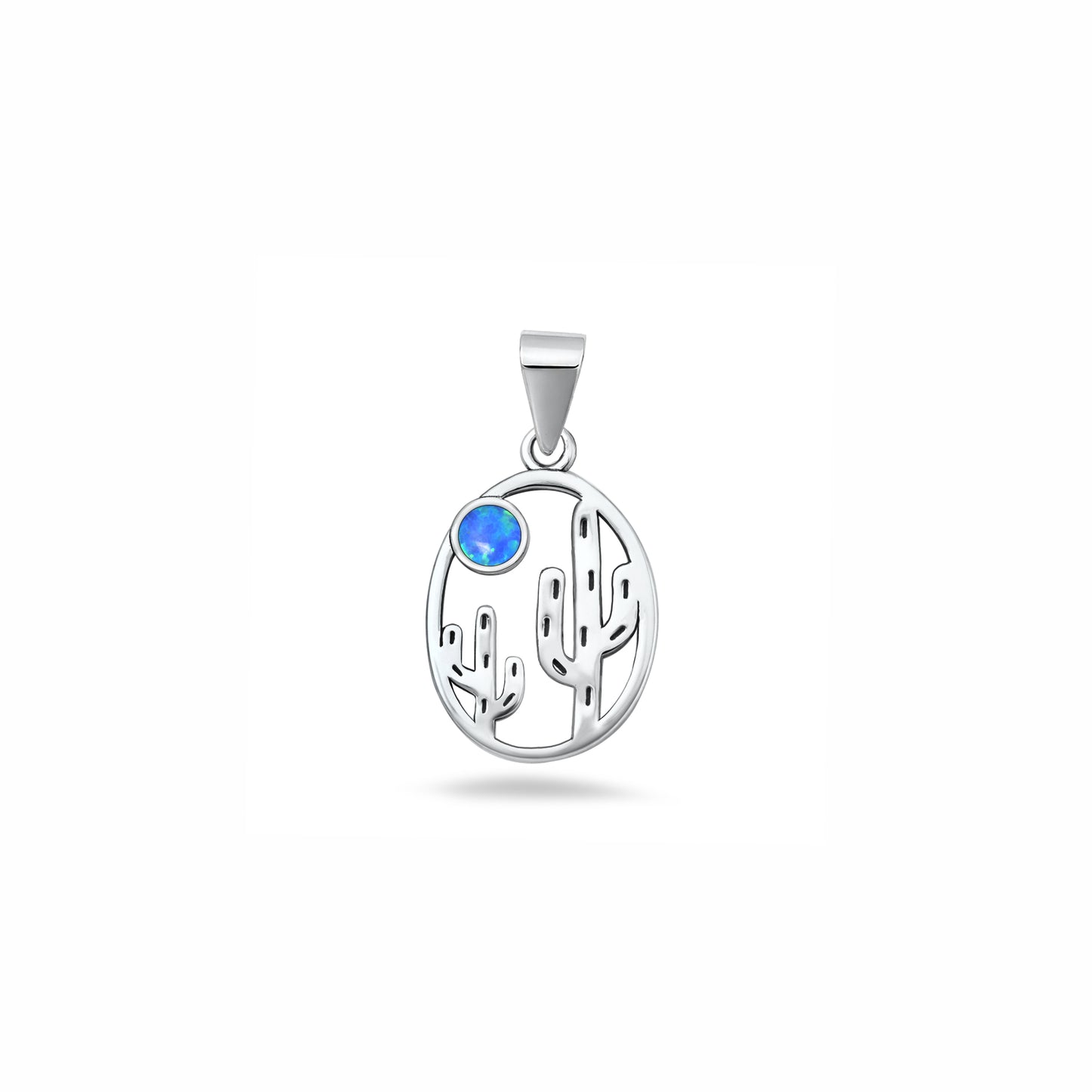 Silver Lab Opal Pendant - Cactus
