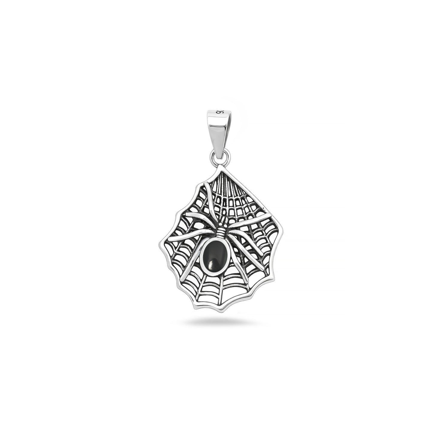 Silver Stone Pendant - Spiderweb