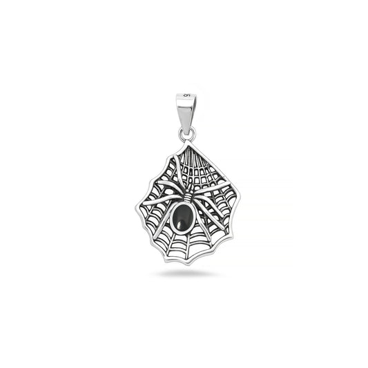 Silver Stone Pendant - Spiderweb